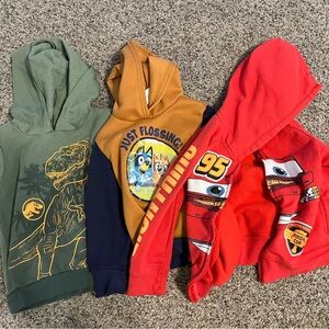 Kids' Graphic Hoodies Set - Green, Orange, Red